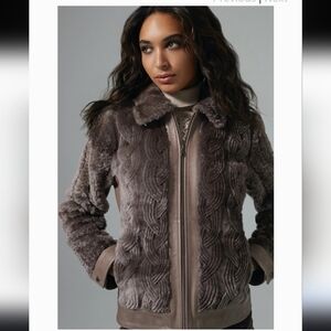 Brown Teddy Jacket with Structured Silhouette and High Collar